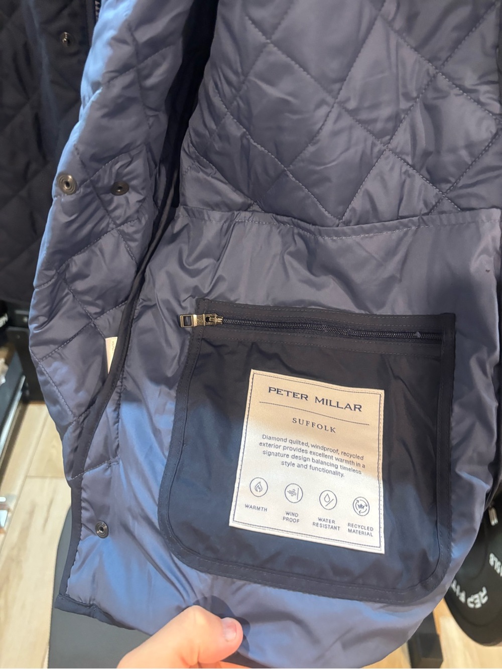 Peter Millar Suffolk Quilted Travel Coat – Men’s Large L – Navy Blue MINT!!! - Picture 5 of 13